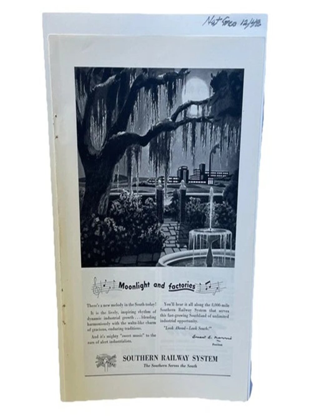 1948 Southern Railway Vintage Print Ad Moonlight Factories National Geographic - Picture 1 of 10